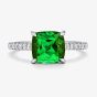 Tivon 18ct White Gold Cushion-Cut Green Tourmaline & Diamond Ring RW-2009-GT