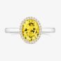 Tivon 18ct White Gold Oval Yellow Quartz & Diamond Halo Ring RTT-1664-LQ