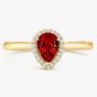 Tivon 18ct Yellow Gold Pear-Cut Garnet & Diamond Halo Ring RY-1644-GR