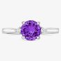 Tivon 18ct White Gold Amethyst & Diamond Trilogy Ring RW-1657-AM
