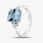 Tivon 18ct White Gold Aquamarine & Diamond Three Stone Ring RW-1871-SAQ