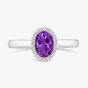 Tivon 18ct White Gold 0.70ct Oval Amethyst & Diamond Classic Ring RW-1650-AM
