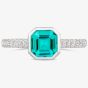 Tivon 18ct White Gold Lagoon Blue Tourmaline and Diamond Shoulders Ring RW-1798-FT N