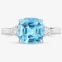 Tivon 18ct White Gold Santa Maria Aquamarine and Diamond Three Stone Ring RW-1871-SAQ N 