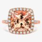Tivon 18ct Rose Gold Cushion-Cut Morganite and Diamond Cluster Ring RR-1870-MG N