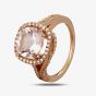 18ct Rose Gold Cushion-cut Morganite and Diamond Cluster Twist Ring R305896MG R
