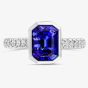 Tivon 18ct White Gold Emerald-Cut Tanzanite & Diamond Ring RW-1446-TZ M 1/2