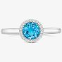 Tivon 18ct White Gold Blue Topaz & Diamond Round Halo Cluster Ring RW-16556-BT N