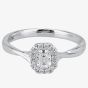  9ct White Gold 0.20ct Emerald-cut Diamond Twist Cluster Ring 30511WG/20-10