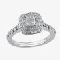 9ct White Gold 0.50ct Princess-cut Diamond Double Halo Ring 3812WG/50-9