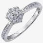 9ct White Gold 0.35ct Diamond Hex Cluster Ring 3880WG/35-9