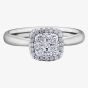 9ct White Gold 0.50ct Diamond Pavé Cushion Cluster Halo Ring 30348WG/50