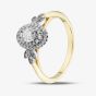 9ct Yellow Gold Certificated 0.43ct Diamond Leaf Oval Cluster Ring 31186/40-10