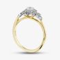 9ct Yellow Gold Certificated 0.43ct Diamond Leaf Oval Cluster Ring 31186/40-10