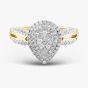 9ct Yellow Gold 0.50ct Brilliant Cut Diamond Shoulder Set Cluster Ring THR38311-50NJ(YG)