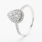 9ct White Gold Pear Cut 0.50ct Diamond Shoulder Set Cluster Ring CDW01-050-9W