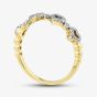 9ct Yellow Gold 0.10ct Brilliant Cut Pave Set Diamond Multi Heart Ring THR29464-10