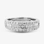 9ct White Gold 1.00ct Baguette & Brilliant Cut Diamond Three Row Ring THR44489-100