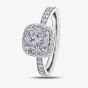 9ct White Gold 0.75ct Diamond Pavé Cushion Cluster Halo Ring 30336WG/75-9