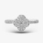 9ct White Gold Brilliant Cut Diamond Quatrefoil Shaped Cluster Ring PR10945