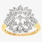 9ct Yellow Gold Diamond Tiered Cluster Ring PR06727Y