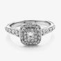 9ct White Gold 0.77ct Princess-cut Diamond Double Halo Cluster Ring 3643WG/77-9