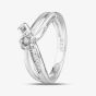 9ct White Gold Diamond Cluster Split Shoulder Cross Over Ring DR1113W