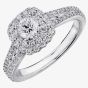 18ct White Gold 0.88ct Diamond Square Flower Cluster Ring 3872WG/88-18