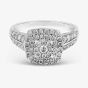 18ct White Gold 1.00ct Diamond Shouldered Cushion Cluster Ring TH011375R