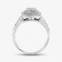 18ct White Gold 1.00ct Diamond Shouldered Cushion Cluster Ring TH011375R