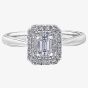 18ct White Gold 0.55ct Emerald-Cut Diamond Double Halo Cluster Ring 30175WG/55-18