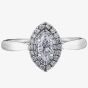 18ct White Gold 0.55ct Marquise-cut Diamond Double Halo Cluster Ring 30177WG/55-18