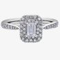 18ct White Gold 0.70ct Emerald-Cut Diamond Double Halo Cluster Ring 30341WG/70-18