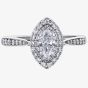 18ct White Gold 0.70ct Marquise-Cut Diamond Double Halo Cluster Ring 30342WG/70-18
