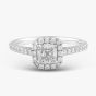 18ct White Gold Certificated 1.04ct Cushion Cut Diamond Shoulder Set Halo Ring J10648X/24-14-044 M
