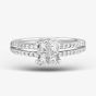 18ct White Gold Shoulder Set Princess Cut 0.56ct Diamond Cluster Ring PR9126