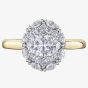 18ct Yellow Gold 1.15ct Multi-Cut Diamond Cluster Ring 30886YW/115-18