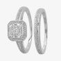 9ct White Gold 0.33ct Diamond Square Cluster Bridal Set TH011701R