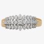 9ct Yellow Gold 0.50ct Diamond Claw Set Three Row Ring TH011776R