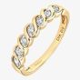 9ct Yellow Gold 0.10ct Diamond Swirl Half Eternity Ring PR07018Y
