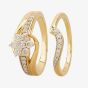 9ct Yellow Gold 0.75ct Diamond Flower Cluster Twist Bridal Set TH011790R