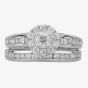9ct White Gold 1.00ct Diamond Cluster Halo Bridal Set TH011791R