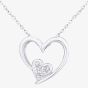 9ct White Gold Double Heart Diamond Pendant Necklace PP03110W