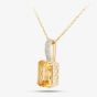 9ct Yellow Gold Cushion Cut Citrine & Diamond Set Pendant Necklace DP1600Yct