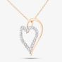 9ct Yellow Gold Large Double Diamond Heart Pendant Necklace PP03175Y