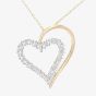 9ct Yellow Gold Large Double Diamond Heart Pendant Necklace PP03175Y