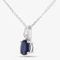 9ct White Gold Oval Sapphire & Diamond Twist Pendant Necklace DP1612WSA