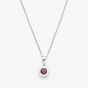 9ct White Gold 0.25ct Garnet & 0.13ct Diamond Halo Pendant Necklace NTP409GARD-9WG