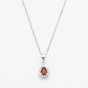 9ct White Gold 0.40ct Pear Cut Garnet & Diamond Halo Pendant Necklace NTP409PEAR-GARD-9WG