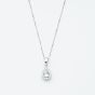 9ct White Gold 0.28ct Pear Cut Aquamarine & Diamond Halo Pendant Necklace NTP409PEAR-AQD-9WG